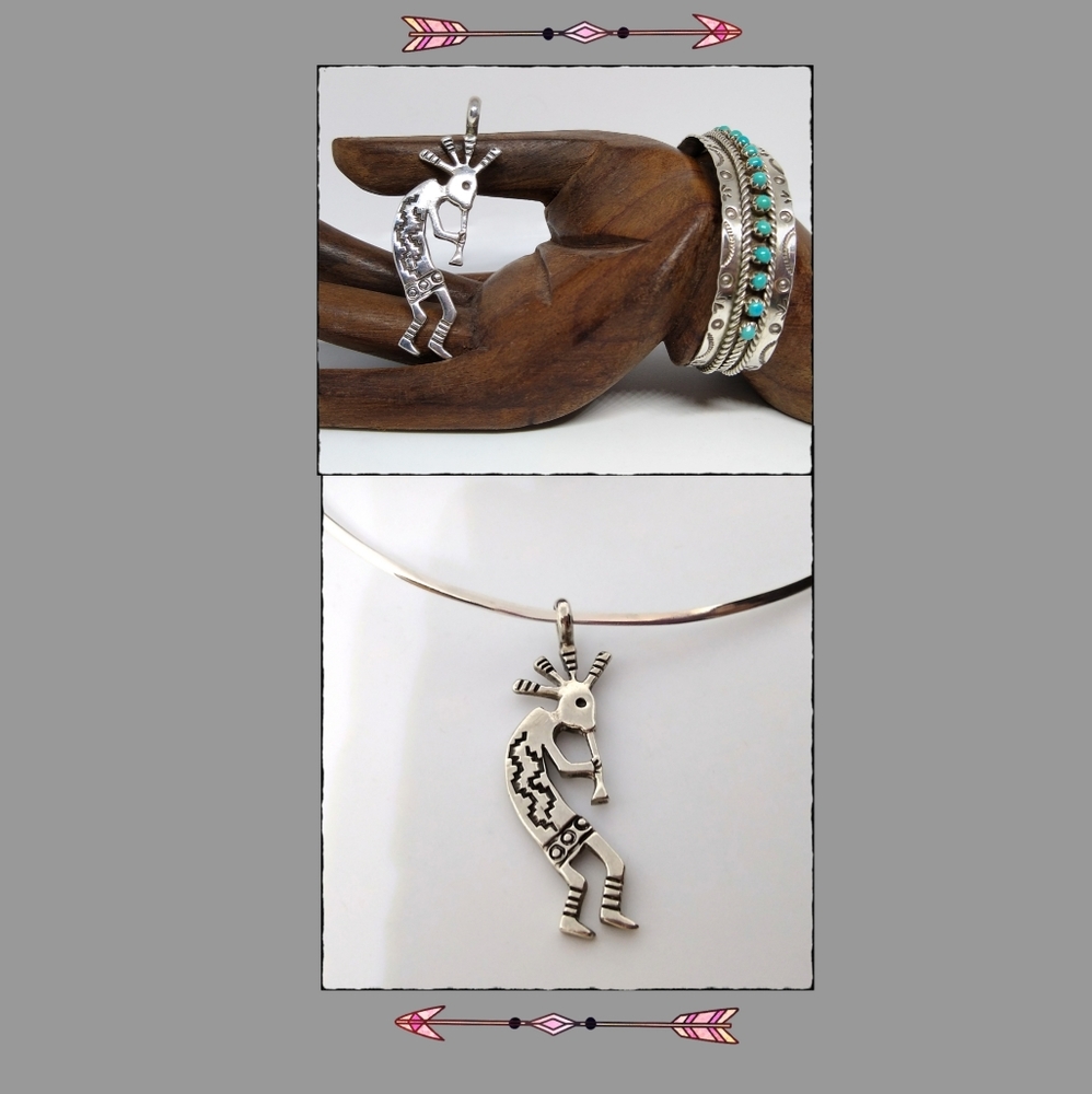 Vintage Navajo Artist Signed Sterling Silver Kokepelli